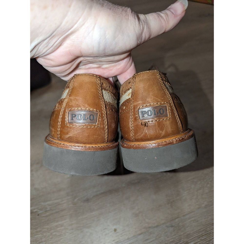 Polo Ralph Lauren Mens Torringtons 120 Oxford Dress Shoes Beige Leather 10.5D - Picture 4 of 13